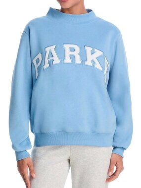 Parke Varsity Mock Neck Fleece Sweatshirt in Sky blue (RARE)
